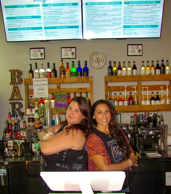 Alyssa (shop manager) and Tina Aldrich (owner) behind the bar at One Utopia